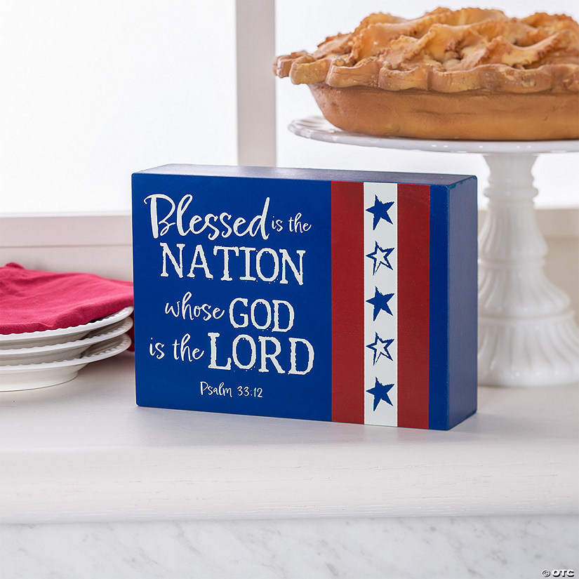 Patriotic Blessed is the Nation Tabletop Decoration Image