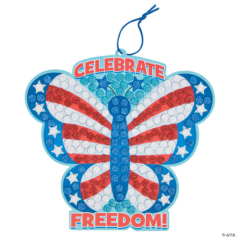 Patriotic Butterfly Sign Glitter Mosaic Craft Kit- Makes 12 Image