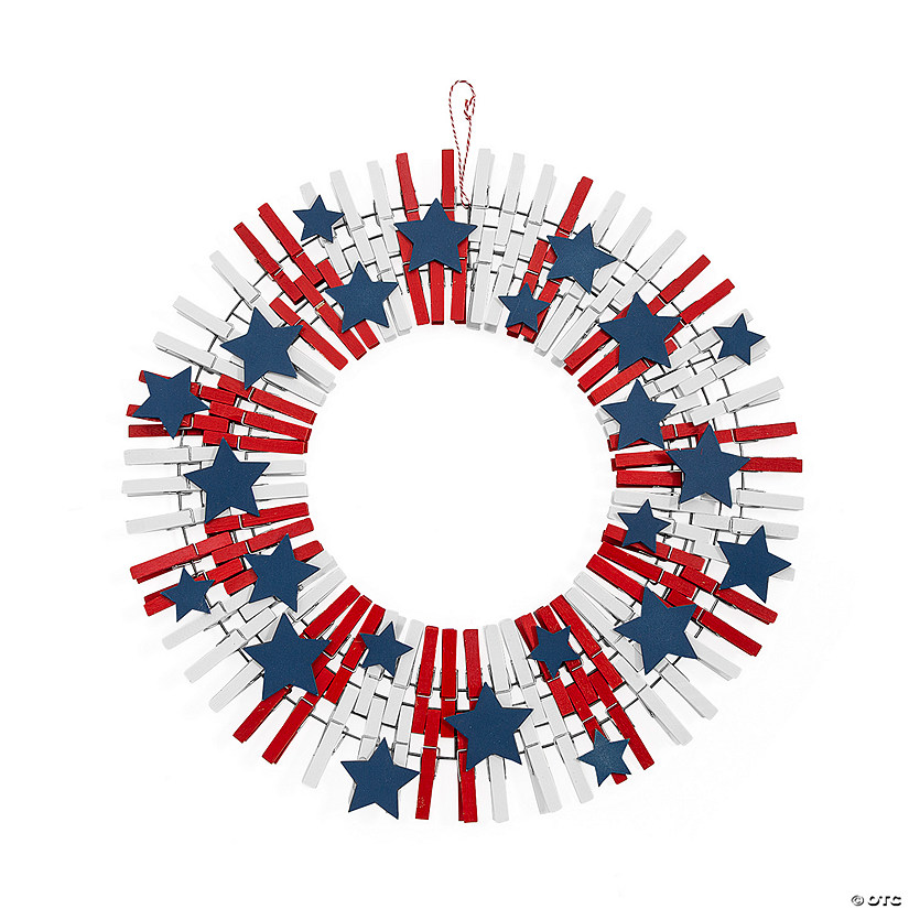 Patriotic Clothespin Wreath Craft Kit - Makes 1 Image