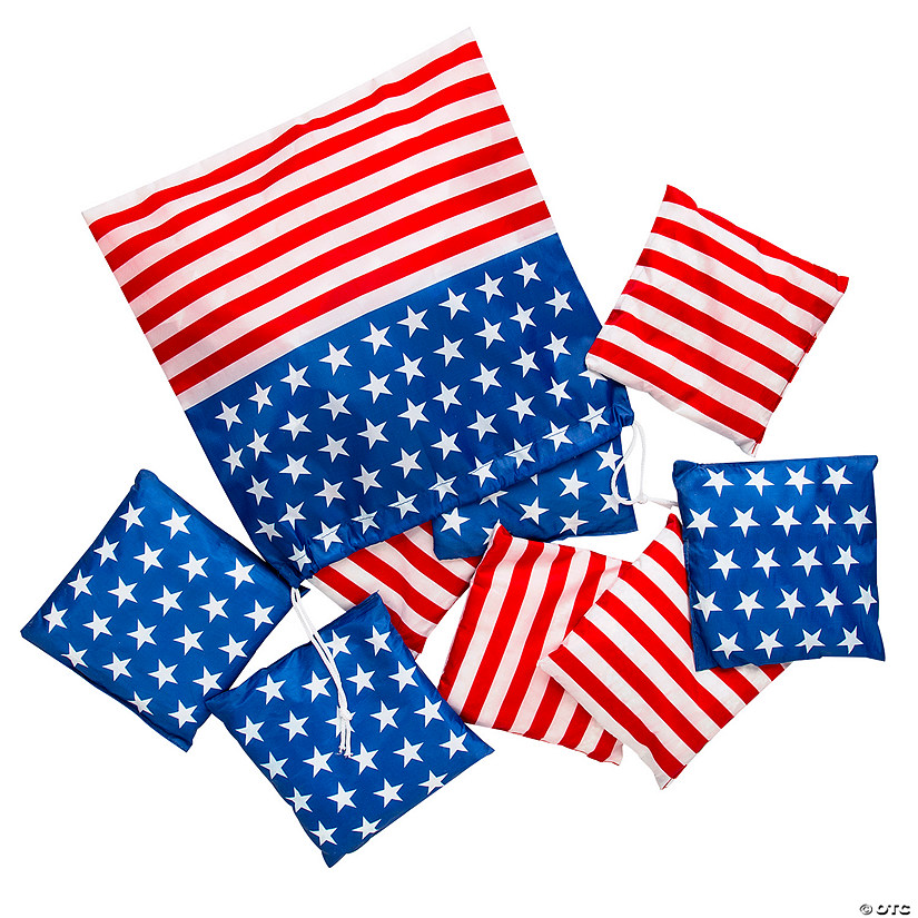 Patriotic Cornhole Stars & Stripes Bean Bags with Bag - 9 Pc. Image