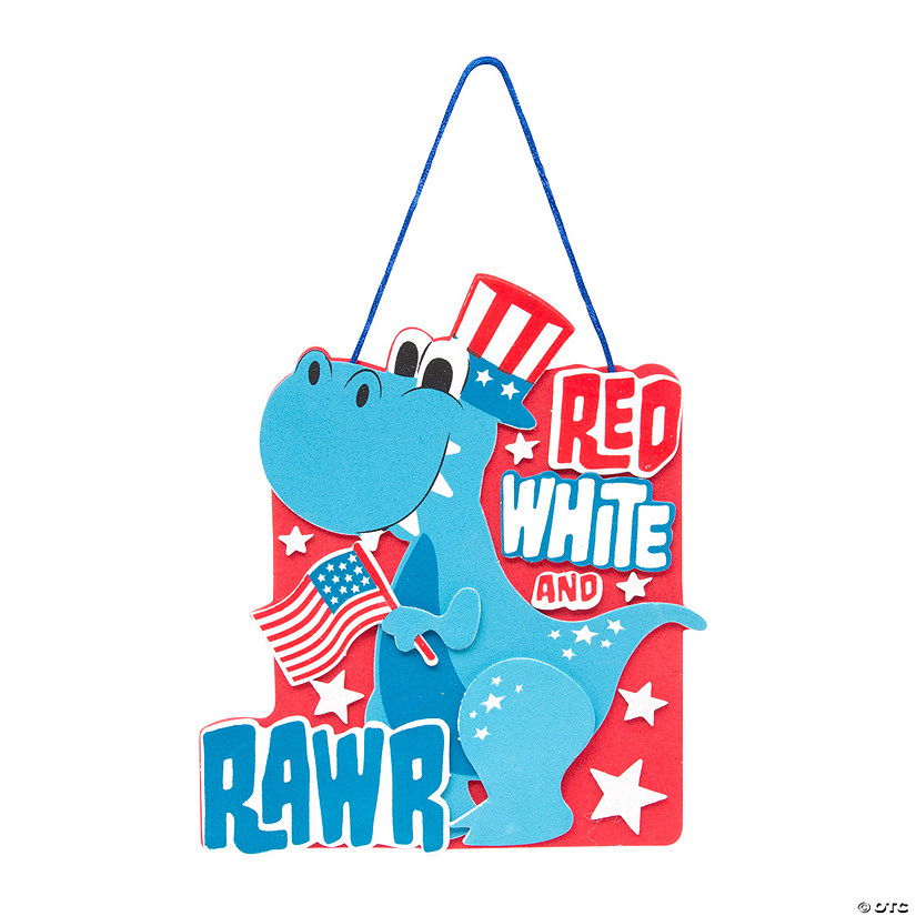 Patriotic Dinosaur Sign Craft Kit Makes 12 Oriental Trading