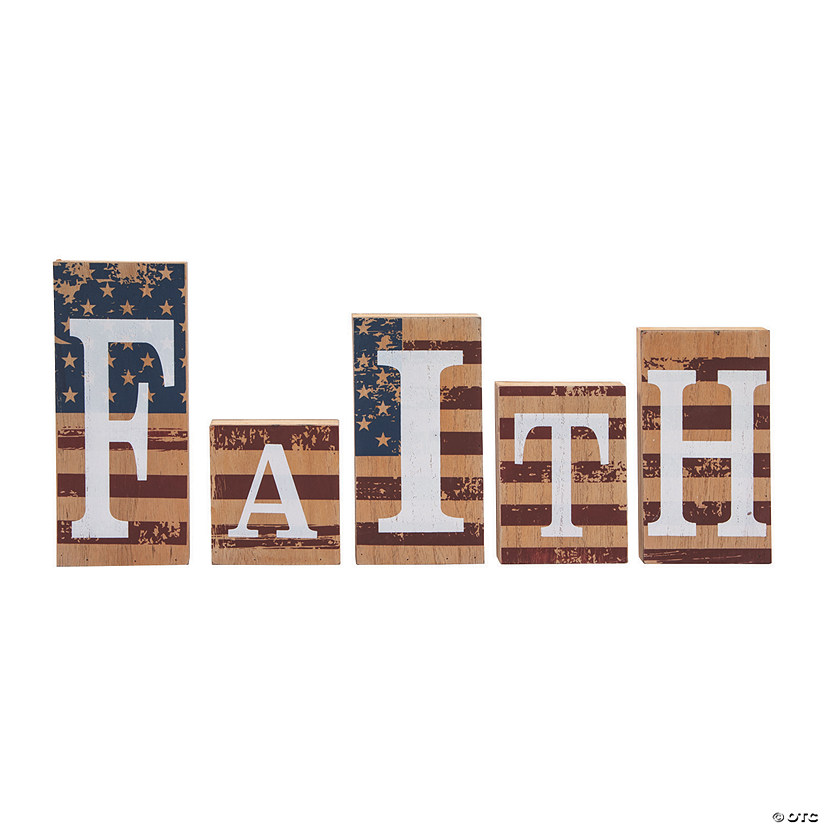 Patriotic Faith Blocks - 5 Pc. Image