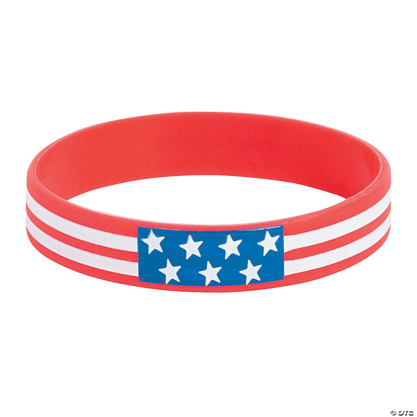 Patriotic Flag Rubber Bracelets - 12 Pc. Image