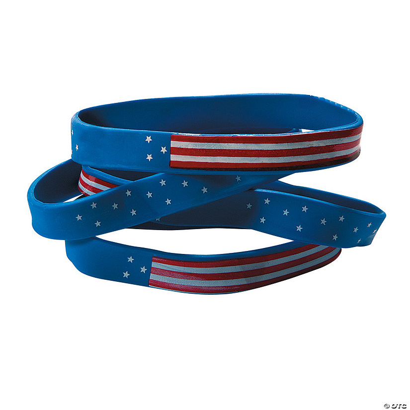 Patriotic Flag Silicone Bracelets - 12 Pc. Image