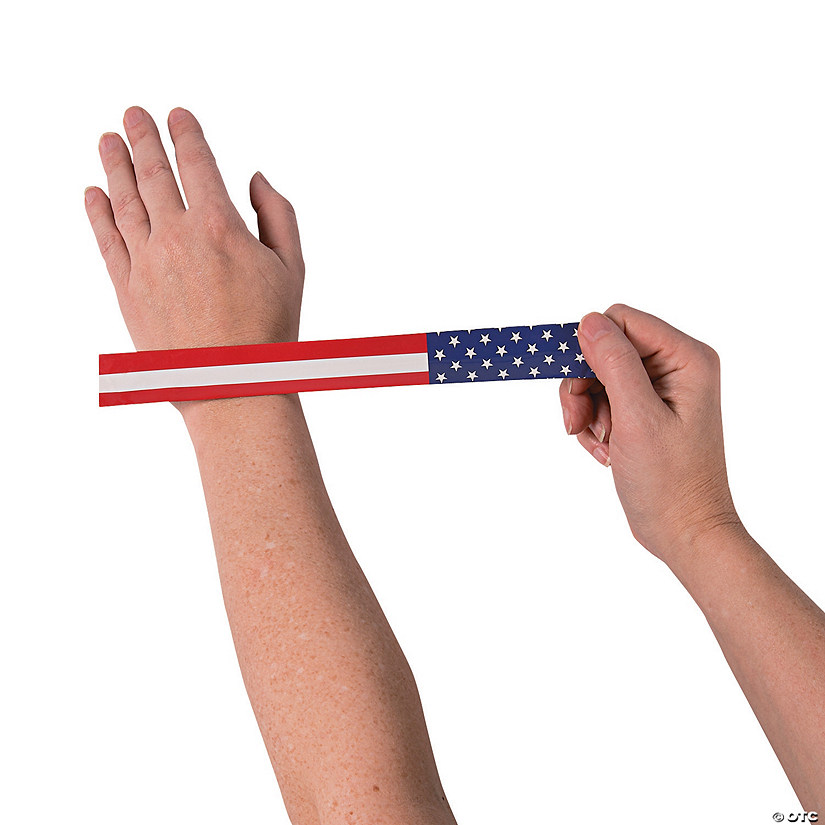 Patriotic Flag Slap Bracelets - 12 Pc. Image