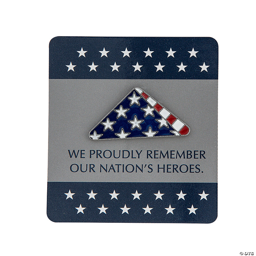 Patriotic Folded Flag Pins with Card - 12 Pc. Image