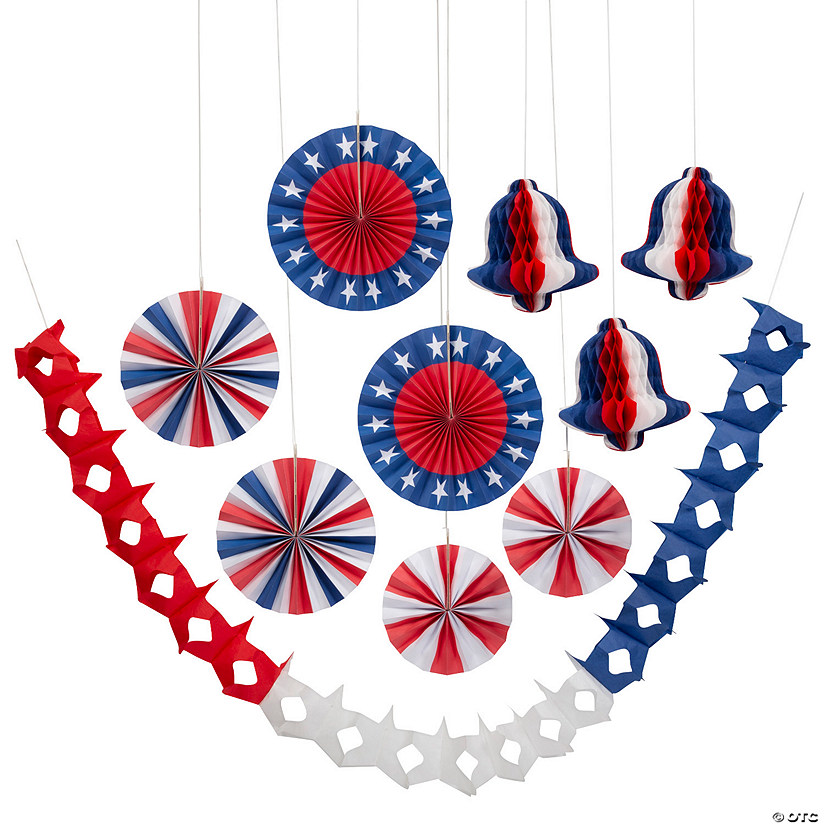 Patriotic Hanging Decoration Kit - 10 Pc. Image