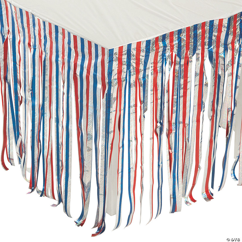 Patriotic Iridescent Fringe Table Skirt Image