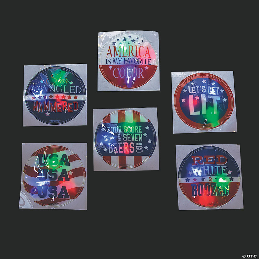 Patriotic Light-Up Badges with Sayings - 12 Pc. Image