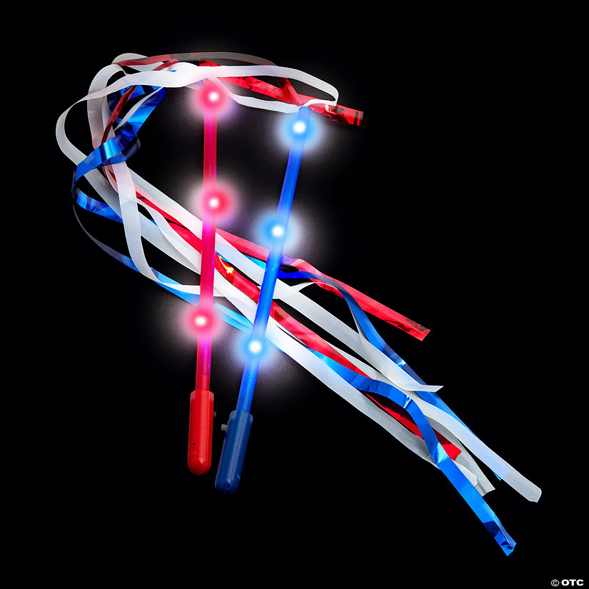 Patriotic Light-Up Ribbon Wands - 12 Pc. Image