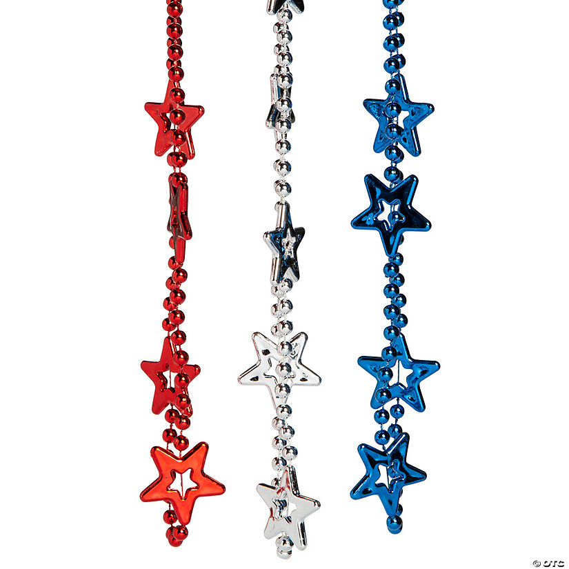 Patriotic Metallic Chunky Star Bead Necklaces - 24 Pc. Image
