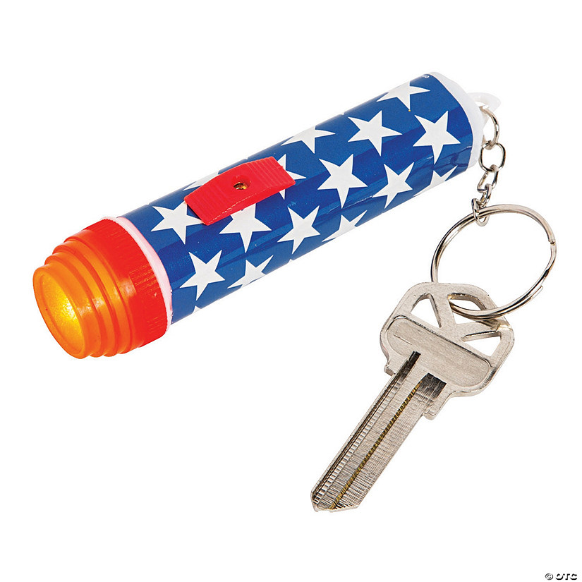 Patriotic Mini Flashlight Keychains - 12 Pc. Image