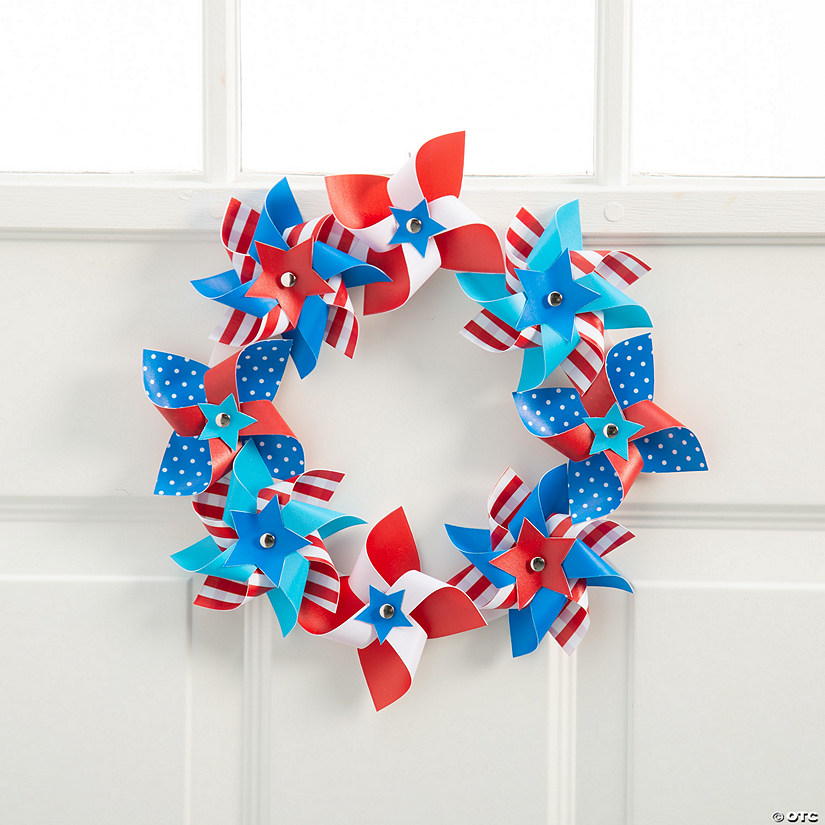 Patriotic Plastic Pinwheel Wreath Image