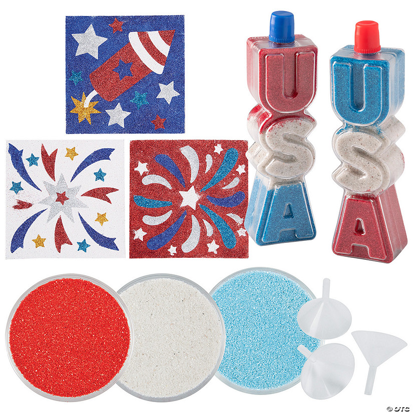 Patriotic Sand Art Craft Kit Assortment &#8211; Makes 24 Image