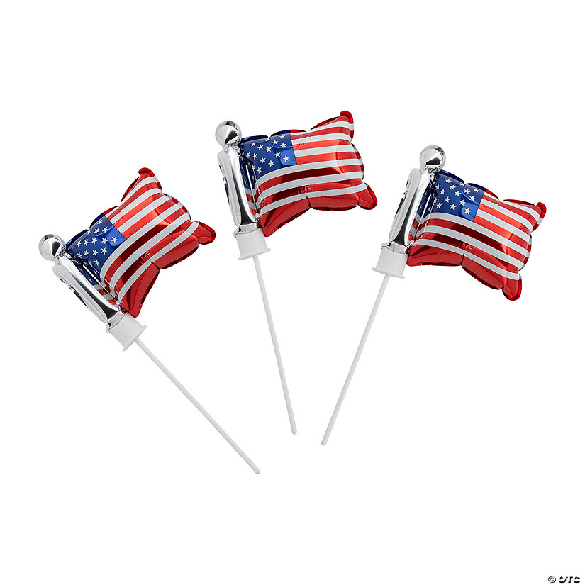 Patriotic Self-Inflating Flag 7" Mylar Balloons &#8211; 12 Pc. Image