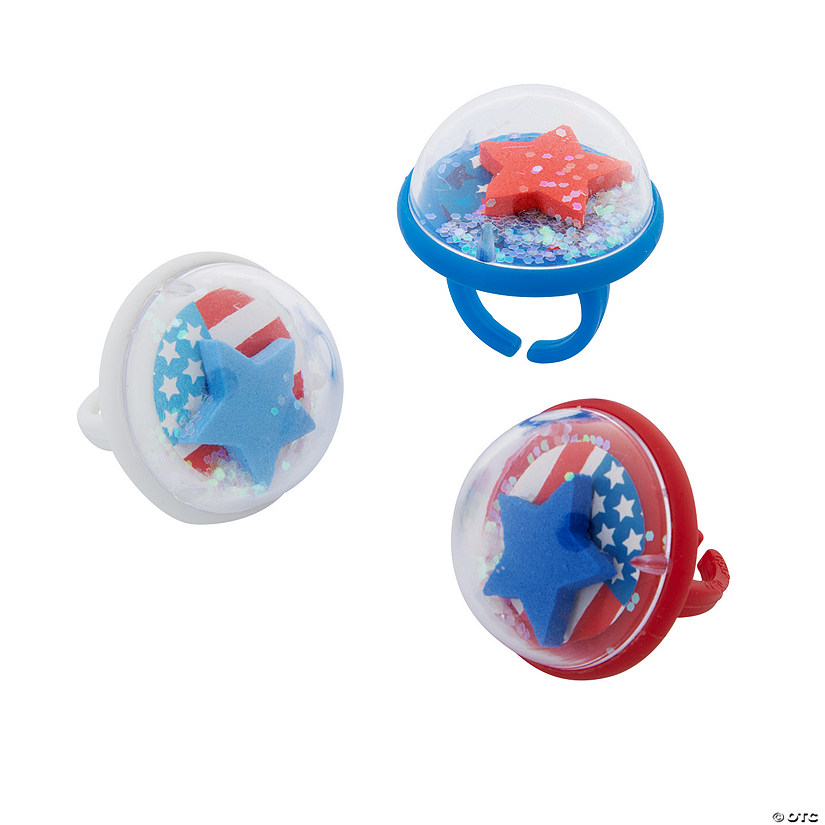 Patriotic Snow Globe Rings - 12 Pc. Image