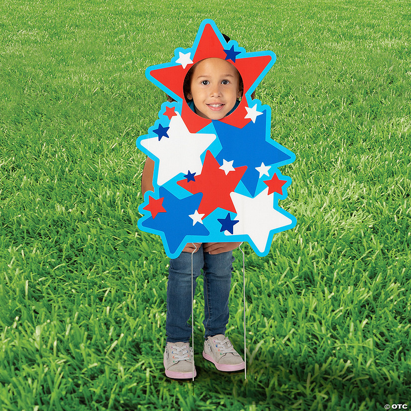 Patriotic Star Face Yard Sign Oriental Trading