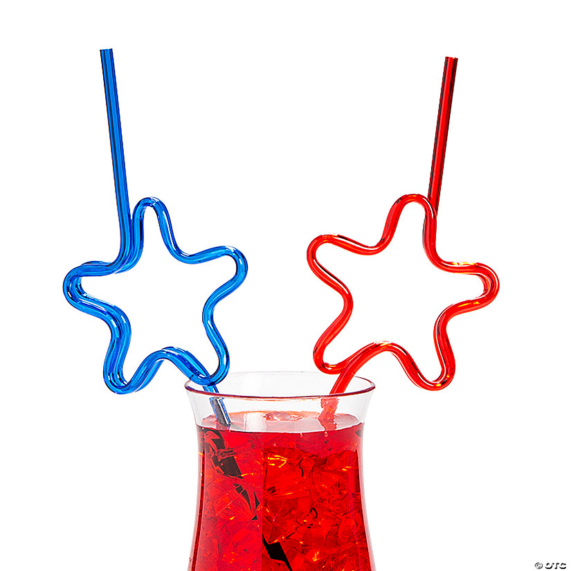Patriotic Star Silly Straws - 12 Pc. Image