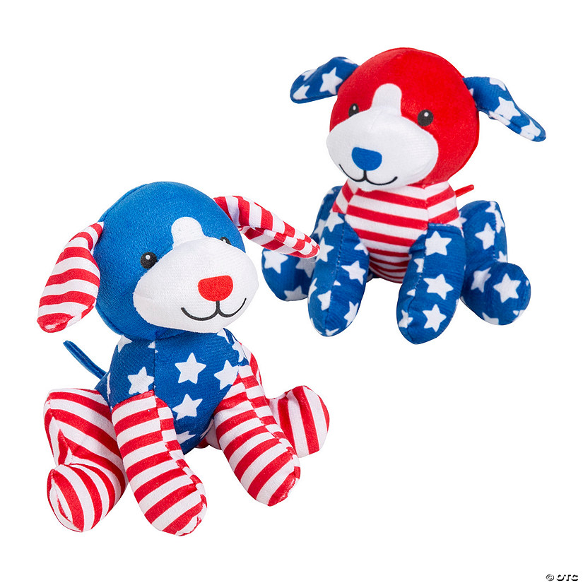 Patriotic Stars & Stripes Stuffed Dogs - 12 Pc. Image