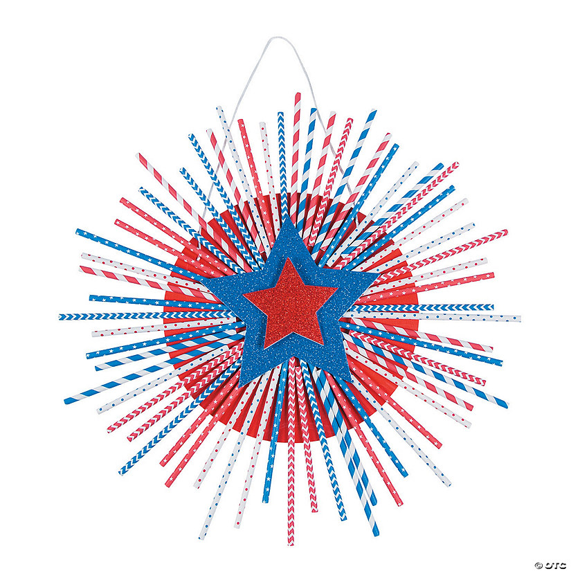 Patriotic Straw Wreath Craft Kit - Makes 3 - Less Than Perfect Image