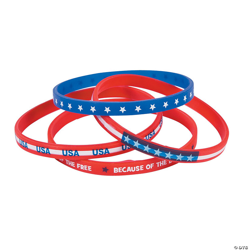 Patriotic Thin Band Silicone Bracelets - 24 Pc. Image