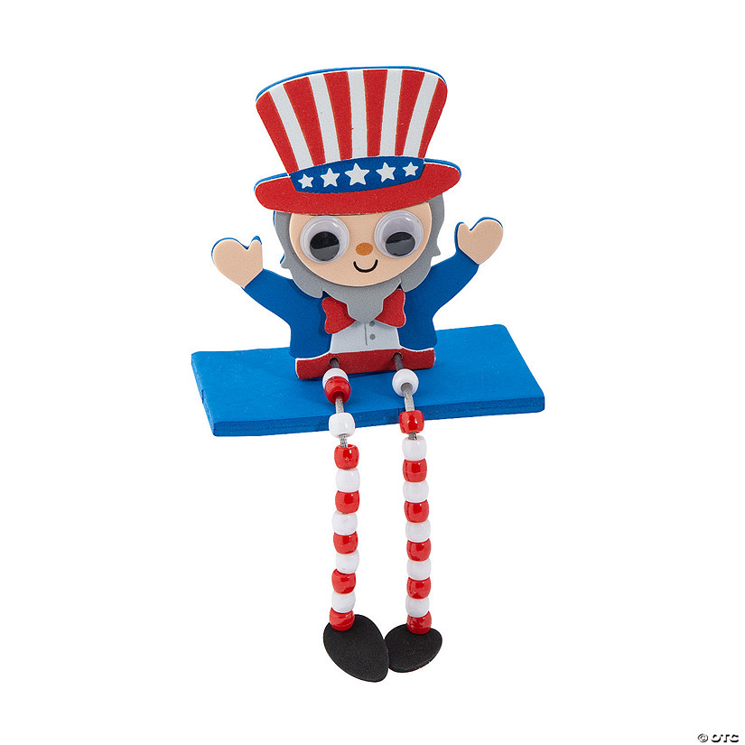 Patriotic Uncle Sam Beaded Dangle-Leg Craft Kit &#8211; Makes 12 Image