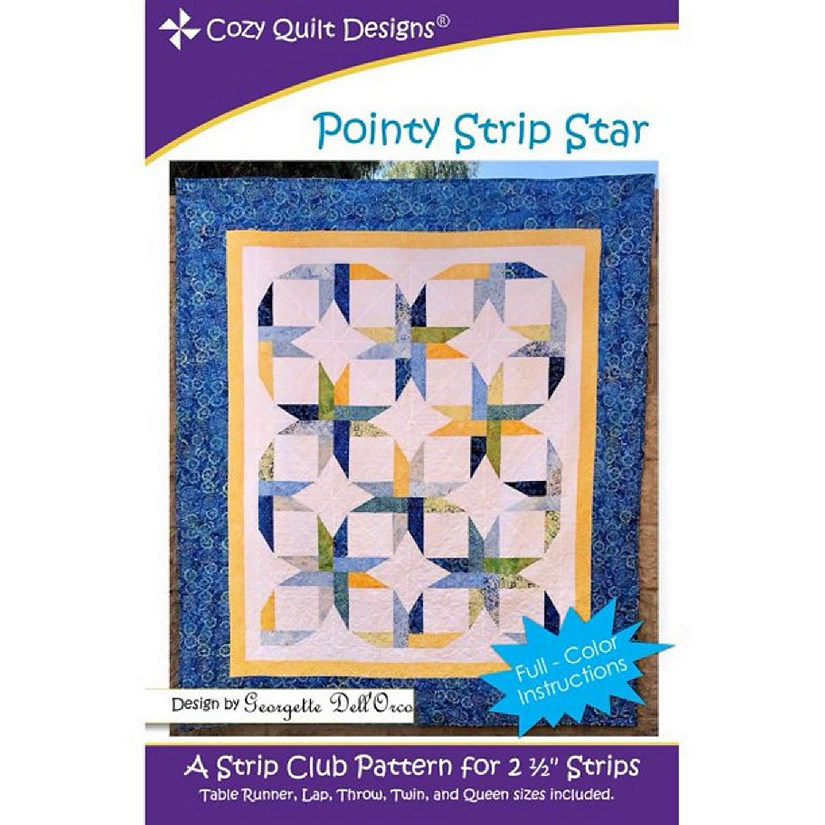 Pattern Pointy Strip Star 2  and one half inch Strips Cozy Quilt Design 5 Sizes Image