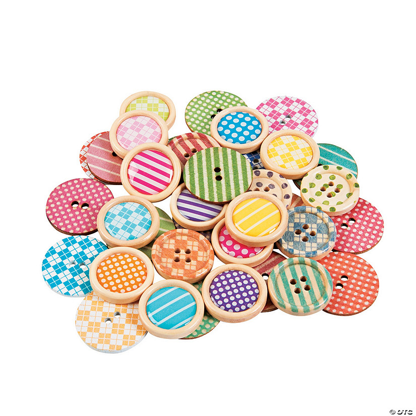 Patterned Wood Buttons - 36 Pc. Image
