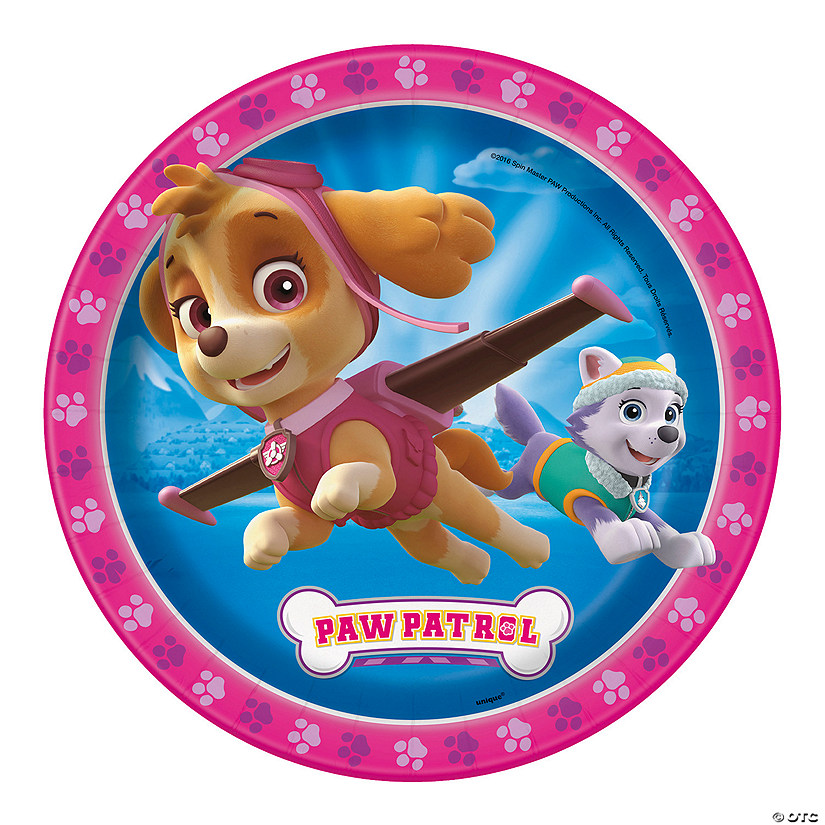 Paw Patrol&#8482; Party Pink Paper Dinner Plates - 8 Ct. Image