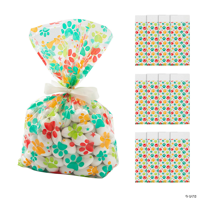 Paw Print Cellophane Bags 12 Pc.