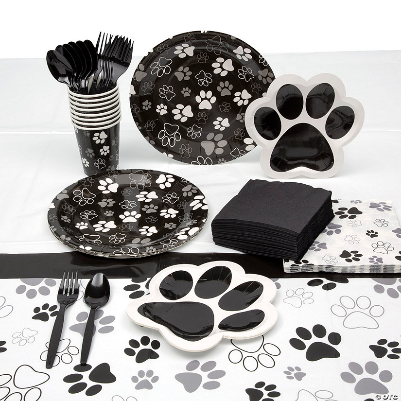 Paw Print Disposable Tableware Kit for 24 Guests Image