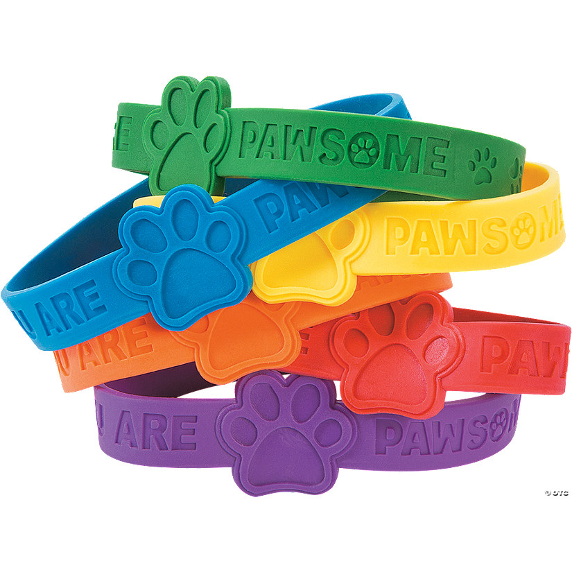 Paw Print Rubber Bracelets - 24 Pc. Image