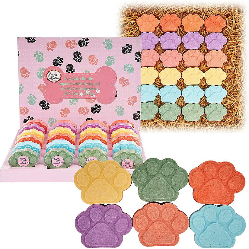 Paw Print Shea Butter 24 Bath Bombs Gift Set for Animal Lovers! Image