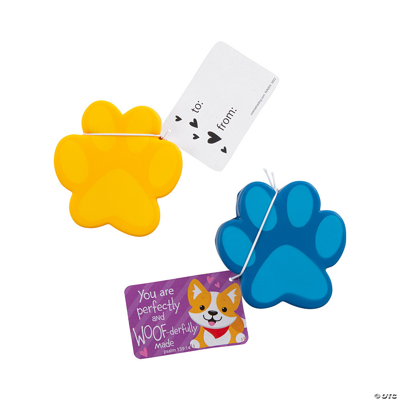 Paw Print Stress Toy Valentine Exchanges with Religious Card for 12 Image