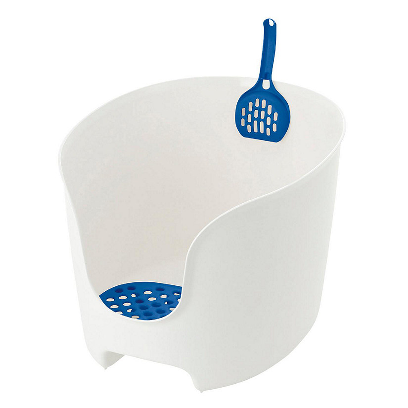 Paw Trax High Wall Litter Box, White/Blue Image