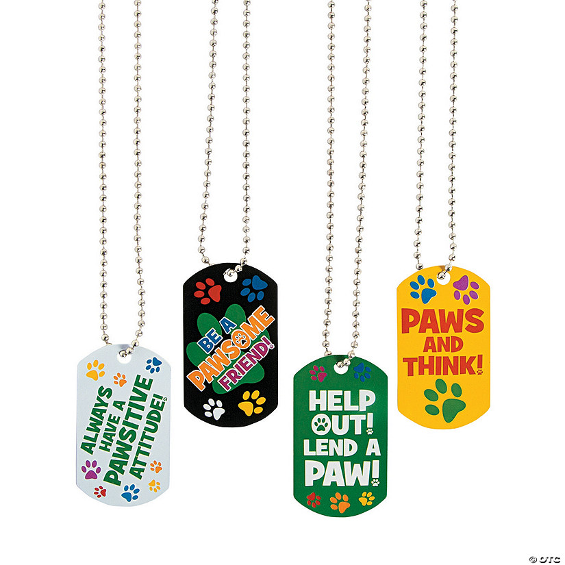 Pawsitive Character Dog Tag Chain Necklaces - 12 Pc. Image