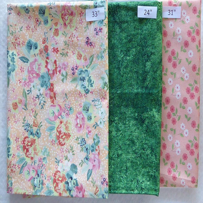 Peach Floral and Green 2 Yards 16 Cotton Fabric Last of the Best End of Bolt Image