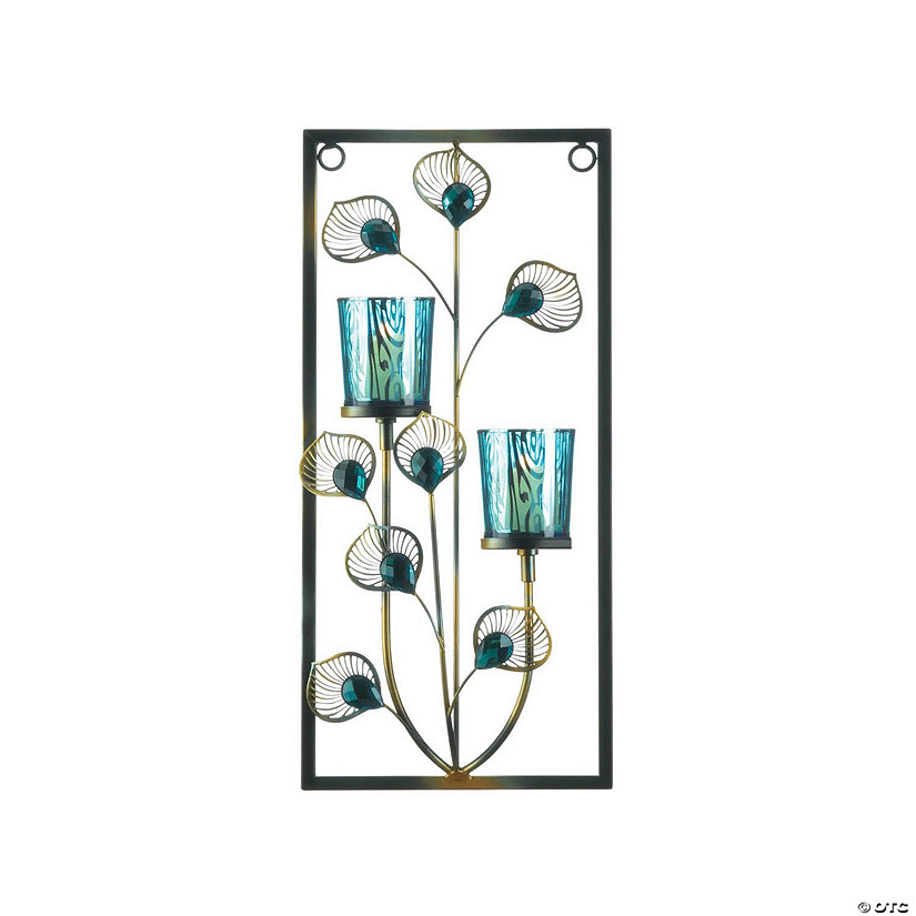 Peacock Two Candle Wall Sconce 14.7" Tall Image