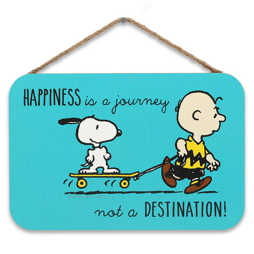 Peanuts 5x8 Peanuts Charlie Brown & Snoopy Happiness is a Journey Hanging Wood Wall Decor Image