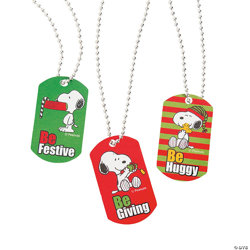Peanuts&#174; Christmas Dog Tag Necklaces - 12 Pc. Image