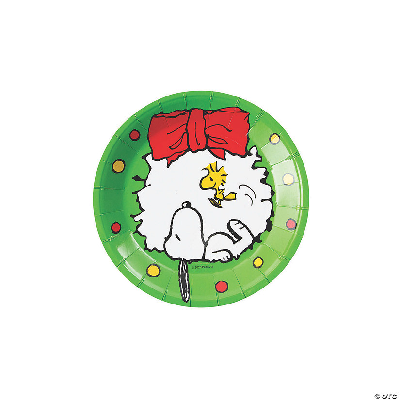 Peanuts&#174; Christmas Party Snoopy & Woodstock Paper Dessert Plates - 8 Ct. Image