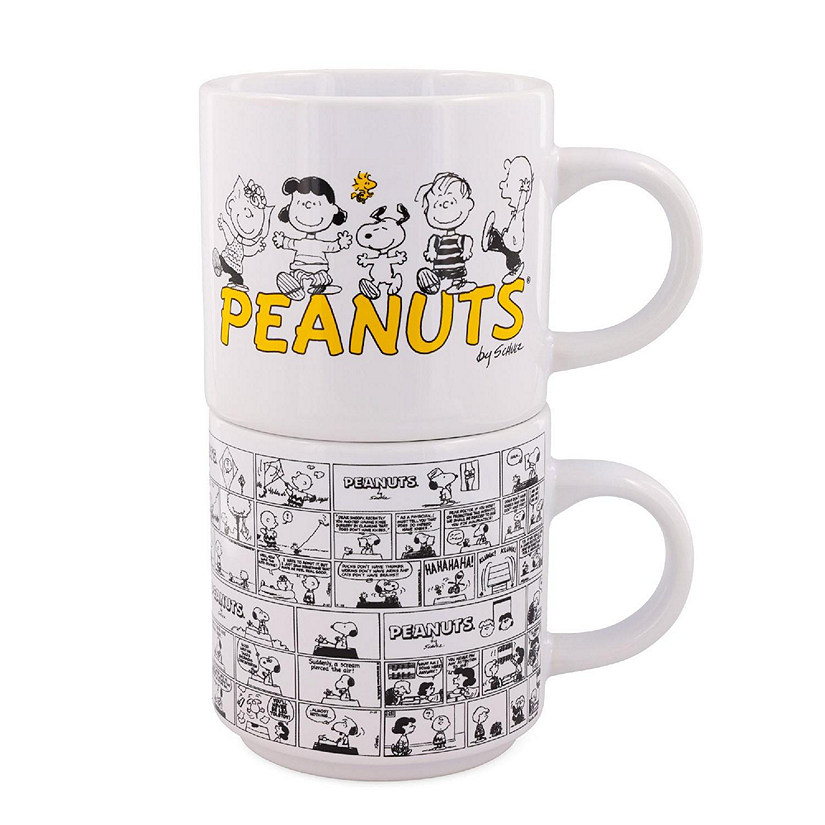 Peanuts Comic Panels 2-Piece Ceramic Stackable Mug Set  Each Holds 13 Ounces Image