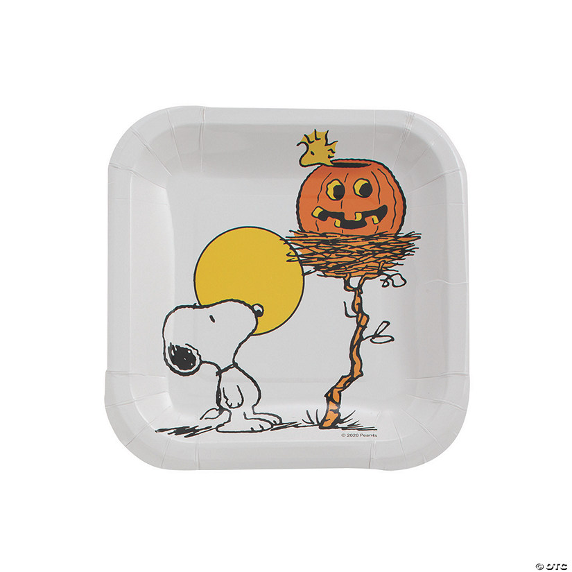 Peanuts&#174; Halloween Party Snoopy & Woodstock Square Paper Dessert Plates - 8 Ct. Image