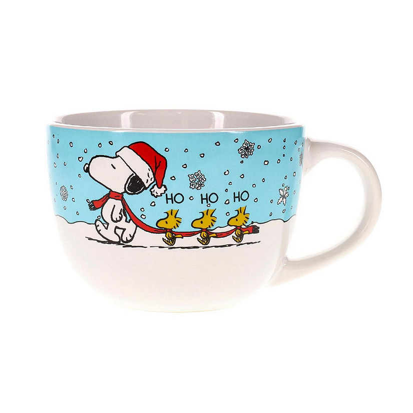 Peanuts Snoopy and Woodstock Holiday Ceramic Soup Mug  Holds 24 Ounces Image