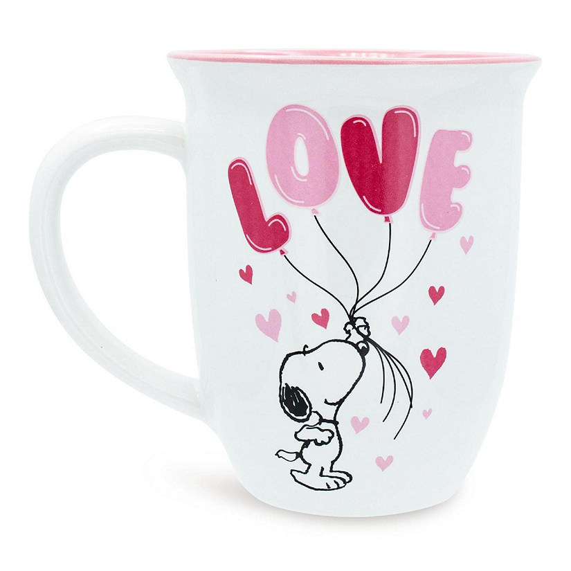 Peanuts Snoopy "Love" Balloons Wide Rim Ceramic Mug  Holds 16 Ounces Image