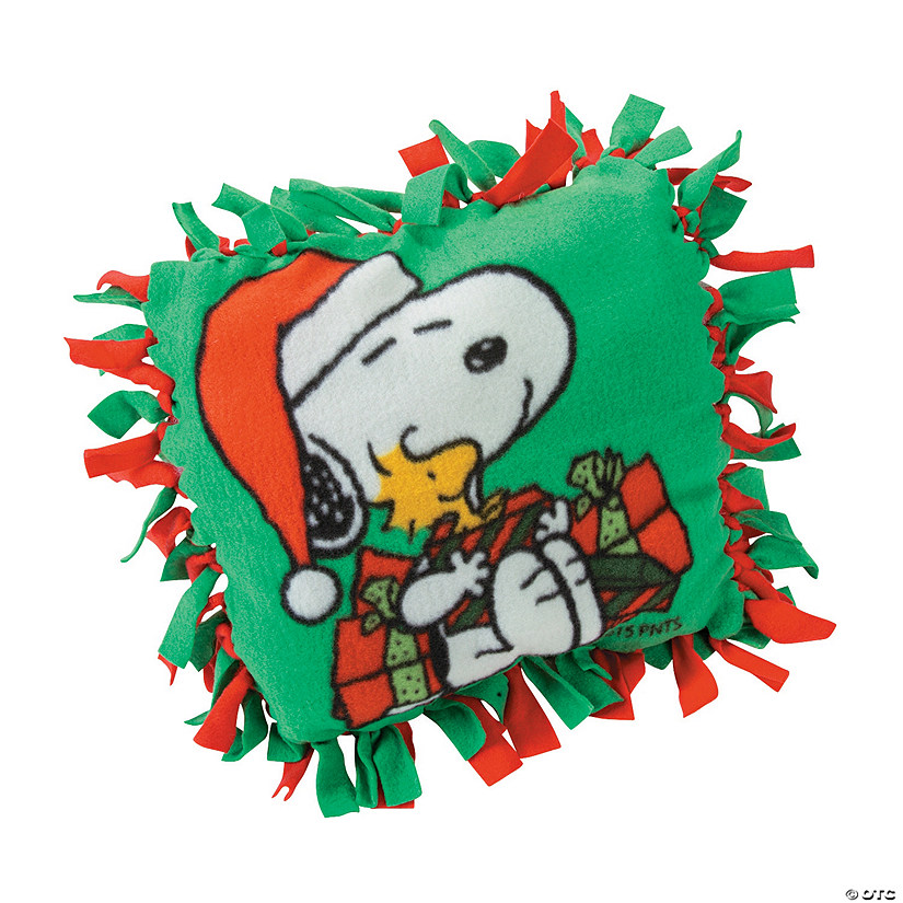 Peanuts<sup>&#174;</sup> Christmas Snoopy & Woodstock Fleece Tied Pillow Craft Kit - Makes 6 Image