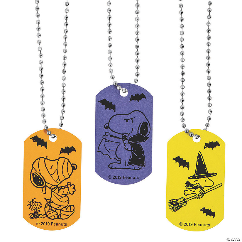 Peanuts<sup>&#174;</sup> Halloween Dog Tag Necklaces - 12 Pc. Image