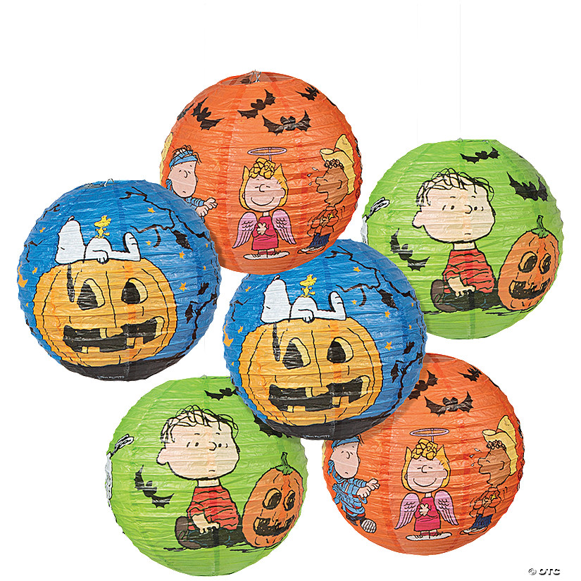 Peanuts<sup>&#174;</sup> Hanging Paper Lanterns Halloween Decorations - 6 Pc. Image