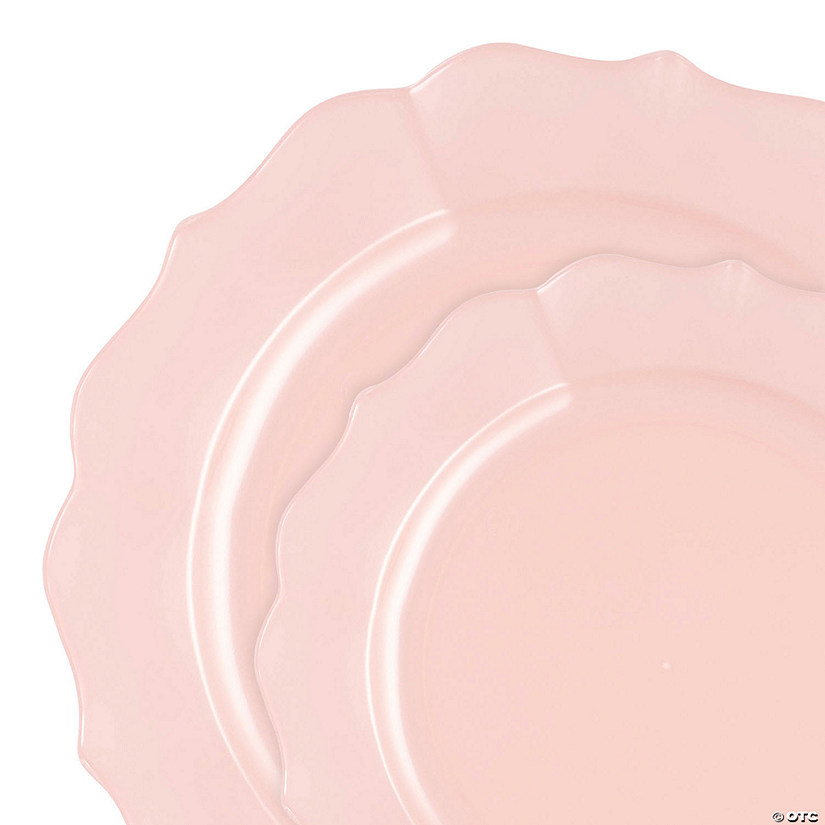 Pearl Pink Round Lotus Plastic Dinnerware Value Set - (20 Settings) Image