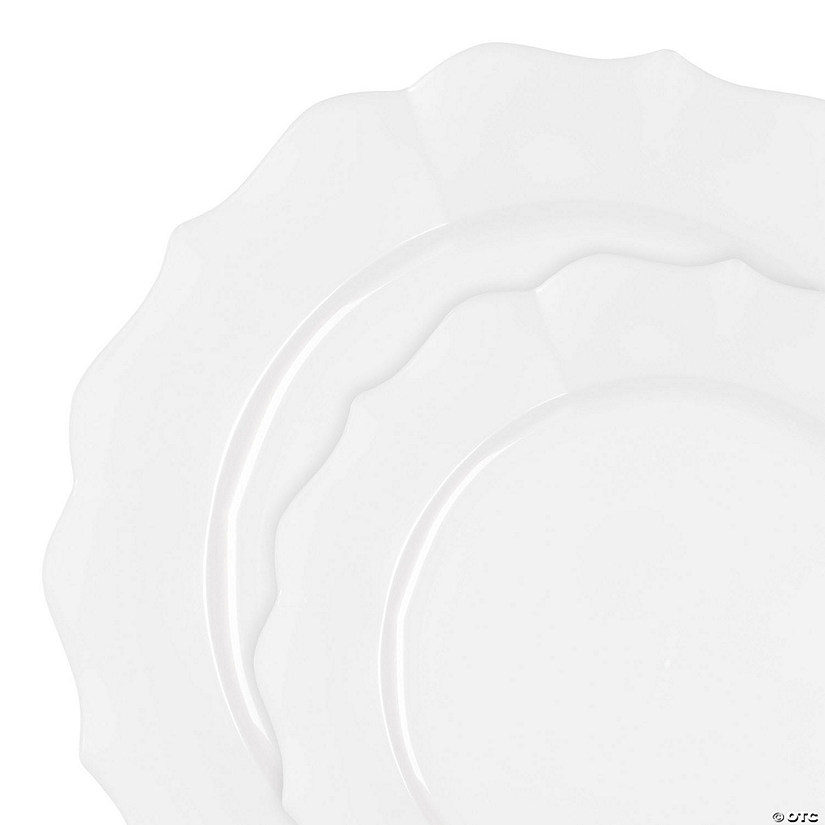 Pearl White Round Lotus Plastic Dinnerware Value Set - (40 Settings) Image